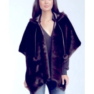 bebe faux fur wrap with hood